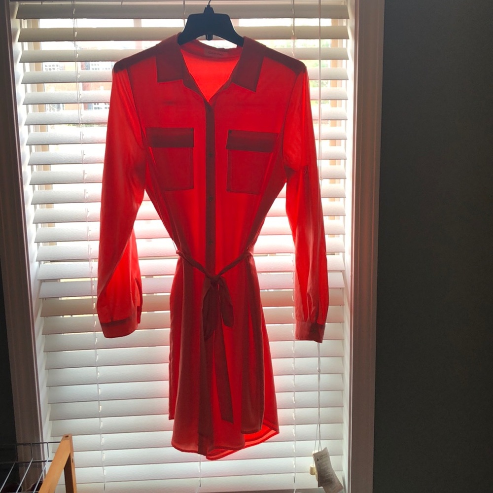 Calvin Klein Orange Shirt Dress